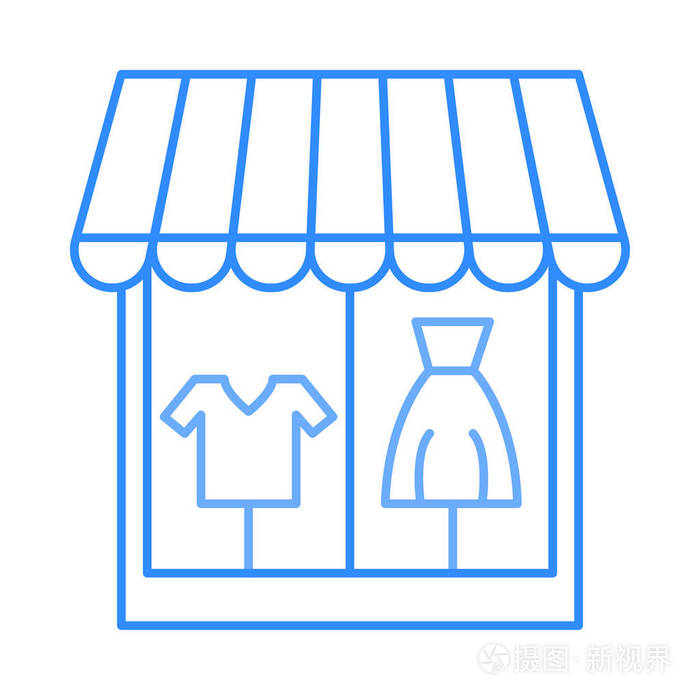 服装商店橱窗平面图标矢量图插画 提升零售视觉营销的利器